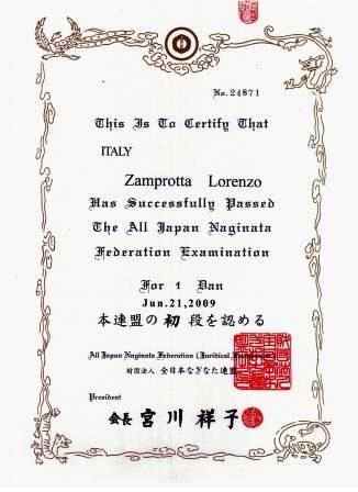 Zamprotta Lorenzo - Diploma Naginata